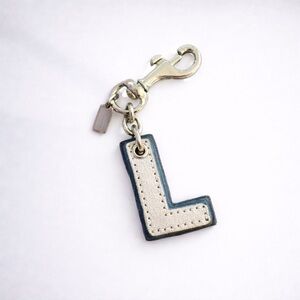 Coach Letter L Leather Bag Charm Keychain Initial Y2K